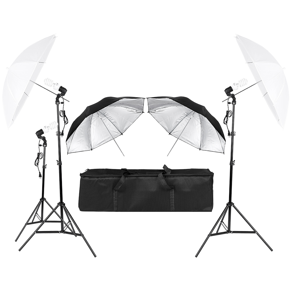 Photography Umbrella Lighting Kit - 3*45W fotografía vídeo retrato estudio día