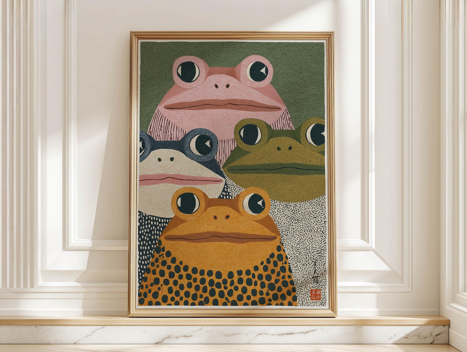 Photography Pose - Impresión artística moderna de ranas japonesas,