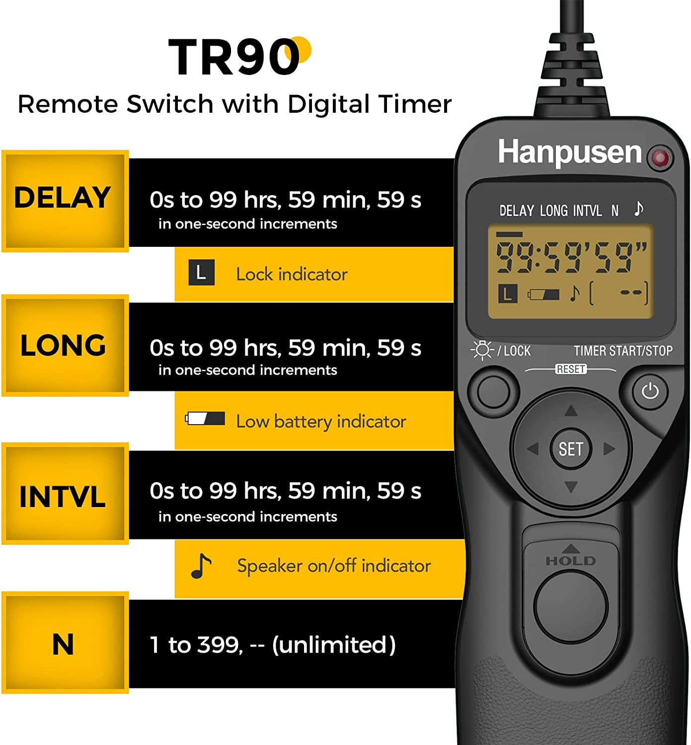 Timelapse Controller - Hanpusen TR90 Intervalómetro para cámara con