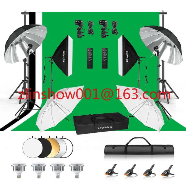 Photography Umbrella Lighting Kit - Equipo de estudio fotográfico 2,6*3m/2*3m soporte