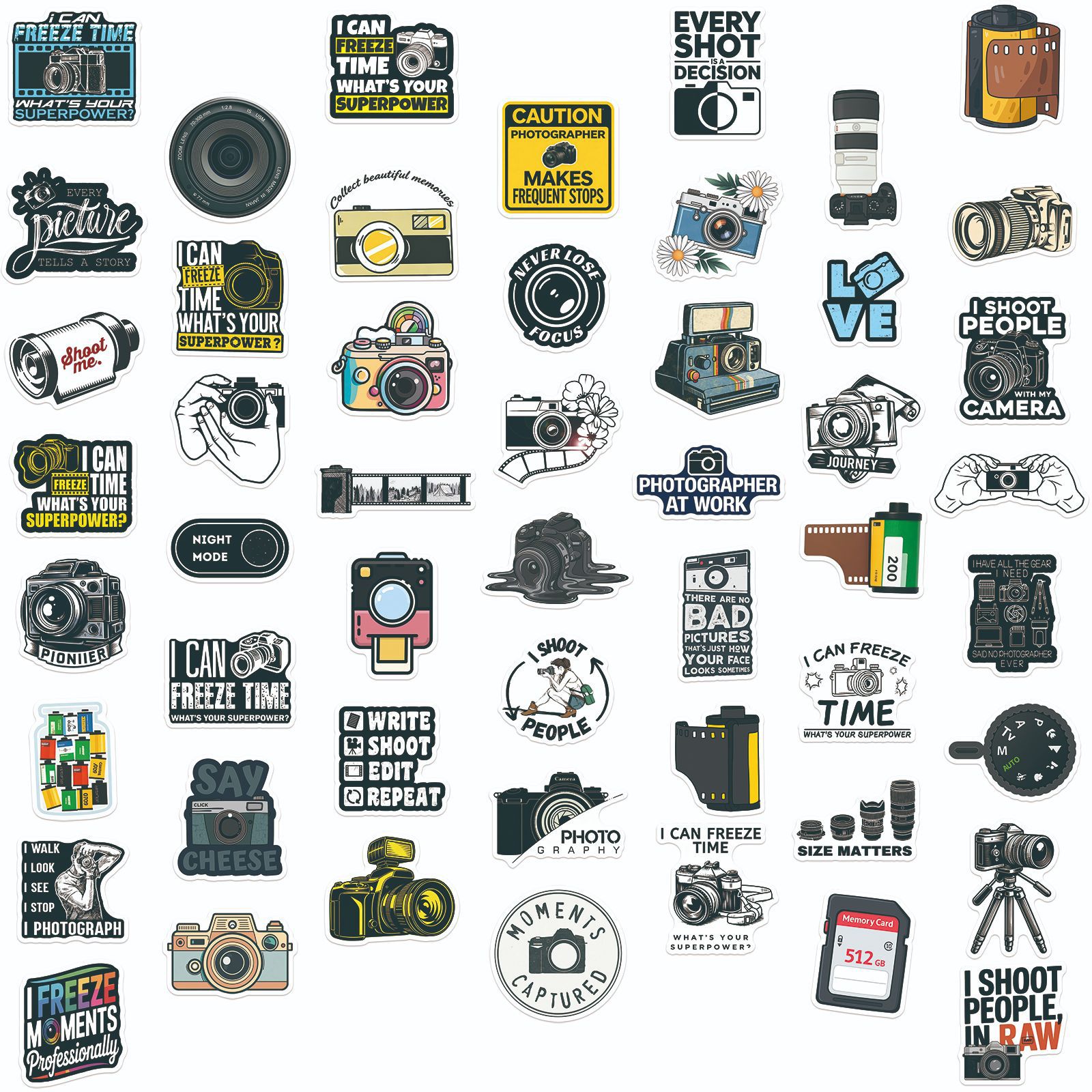 50 Pegatinas Vintage de Cámara - Photography Journal reseña y precio