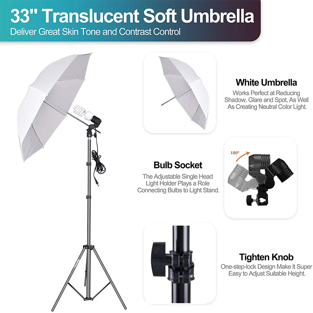 El conjunto de equipo de estud - Photography Umbrella Lighting Kit reseña y precio