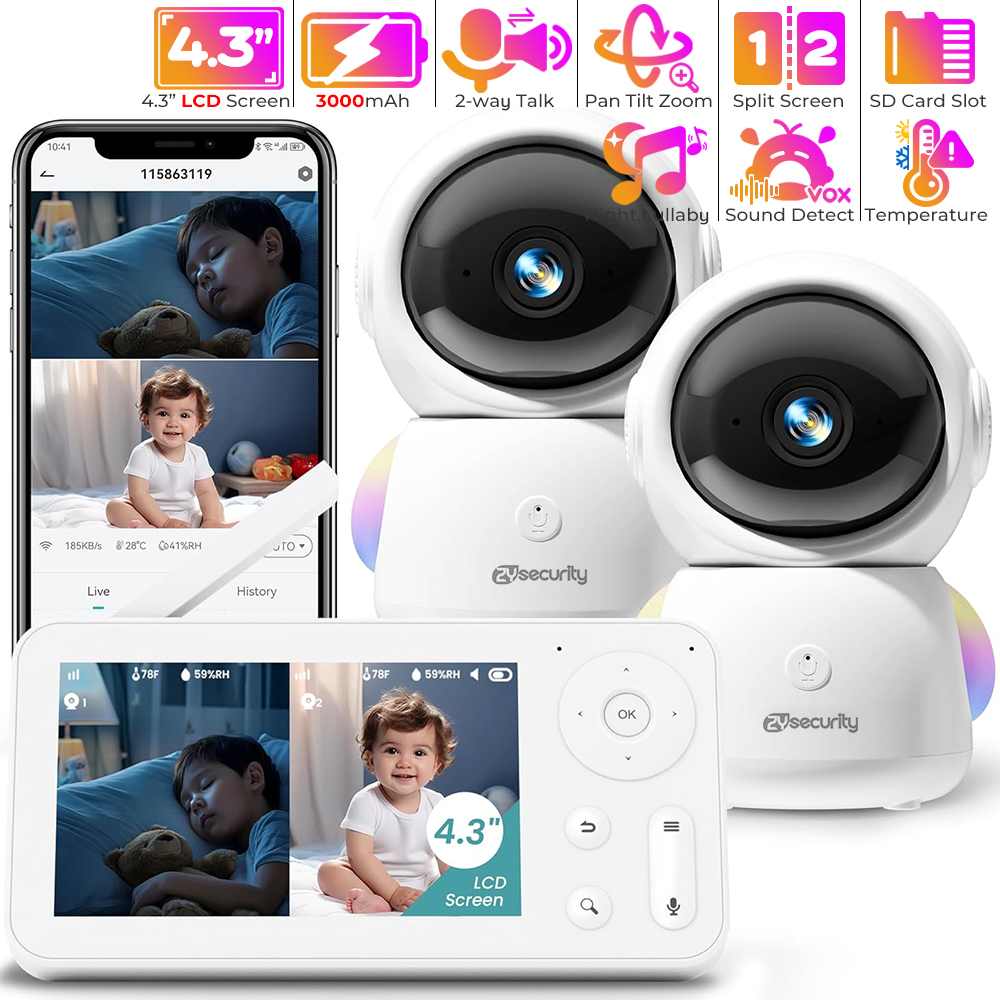 Monitor de bebé 2K con 2 cámar - Photography Umbrella Lights reseña y precio