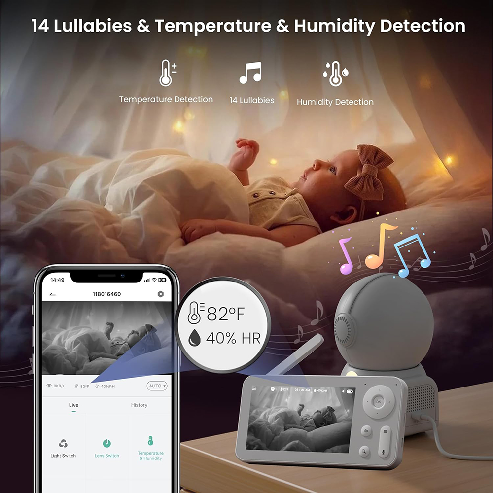 Monitor de bebé 2K con 2 cámar - Photography Umbrella Lights reseña y precio
