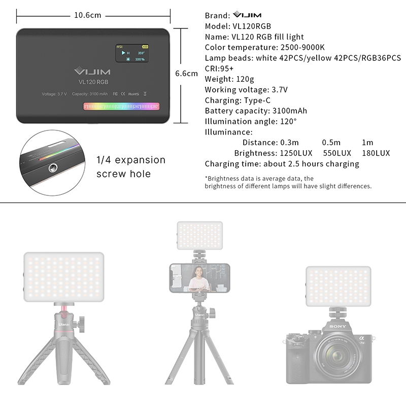 Ulanzi VL120 RGB cámara de víd - Photography Umbrella Lights reseña y precio